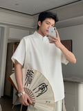 New Chinese shirt men's summer new loose oversize shirt short-sleeved men's Hong Kong style loose casual tops