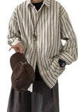 Neutral striped shirt men's long sleeve layered Japanese retro top design niche inner wear outer wear spring and autumn