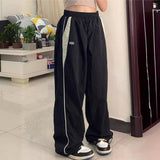 90s streetwear Spring and Autumn Fashion Personalized Niche Street Women's Elastic High Waist Loose Sports Wide-Leg Pants