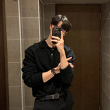 mens fall fashion Asclo Trendy New Dongdaemun Men's Lapel Sweater Men's Designer Polo Collar Skin-Friendly Loose Autumn