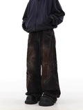 American high street design, old and dirty wasteland style jeans for men, new loose niche straight pants for spring