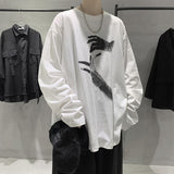 grunge outfits Autumn T-shirt Men's Long-Sleeved Korean Style Hong Kong Style Trendy Handsome Casual All-Match Loose Inner Hip Hop Bottoming Shirt Autumn Clothes