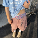 American retro washed denim shorts men's summer casual loose straight wide leg trendy brand pocket workwear cropped trousers