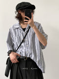 Japanese Cuban collar small plaid shirt for boys spring and summer new style college style short-sleeved small fresh shirt trend