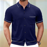 old money outfits men Men's Summer New Knitwear Men's Anti-Pilling Cool Silk Knitted Polo Shirt 