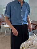 Korean style washed denim short-sleeved shirt men's summer new loose versatile retro lapel half-sleeved shirt jacket