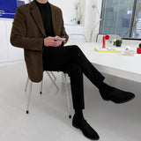 classy outfits men Myq Suit Jacket Men's Autumn and Winter Thickened Korean Style Loose Woolen Suit Ruan Handsome Casual Woolen Suit