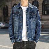 Gotmes-shop men’s fashion Denim Coat Men's New Korean Style Trendy Ruan Shuai Flying Jacket Men's Autumn plus Size Fat Men's Top