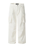 High-end design multi-pocket casual pants men's summer American retro loose straight drape workwear long pants