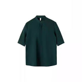 classy outfits men New Chinese Style Stand Collar Short-Sleeved Shirt Men's Summer New Niche Shirt Trendy Ice Silk Drape All-Match Top