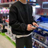 guys clothing styles  Suede Sweater Men's Pullover round Neck Loose Winter Thickened Korean Style Trendy Long Sleeve Bottoming Shirt