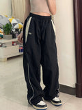 90s streetwear Spring and Autumn Fashion Personalized Niche Street Women's Elastic High Waist Loose Sports Wide-Leg Pants