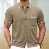 old money outfits men Men's Summer New Knitwear Men's Anti-Pilling Cool Silk Knitted Polo Shirt 