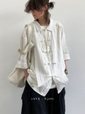 New Chinese retro Tang suit solid color shirt men's summer new loose button short sleeve national style shirt trendy tops