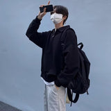 guys fits Black Half Zipper Lapel Sweater Men's Autumn New Korean Style Casual Personality Fashion Simple Top Outer Wear