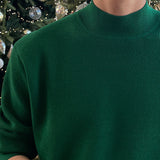 classy outfits men Men's Korean-Style Winter Versatile Retro Christmas Green Sweater round Neck Pullover Sweater Fashionable Trendy Sweater