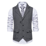 men’s fashion Men's Men's Herringbone Tweed Suit Vest Retro Lapel Vest Men's Vest