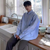 classy outfits men Simple Casual Shirt Men's Spring New Long-Sleeved Shirt Korean Style Loose-Fit Clothing DK Uniform Inner Wear