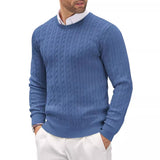 Gotmes-shop old money outfits men Autumn and Winter New Men's round Neck Knitted Sweater Slim-Fit Long-Sleeved Twisted Solid Color Simple Knitted Bottoming Shirt Men