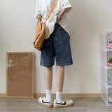 masc outfits Workwear Denim Shorts Men's Summer Loose High-Grade Casual Middle Pants Washed Retro Ruan Handsome Fifth Pants