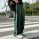 Gotmes-shop men outfits Myq Contrast Color Striped Casual Pants Men's Summer Cotton Sports Pants Korean Style Loose Draping Straight Sweatpants