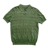 classy outfits men Summer Short-Sleeved T-shirt Sexy V-neck Knitted Men's Polo Shirt Stretch Slim Lapel Trendy Business Knitted Short-Sleeved