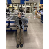 Gotmes-shop 90s fashion men American Retro Plaid Shirt Street Casual All-Match Plaid Loose Plaid Long Sleeve Fashion Brand Shirt for Men and Women