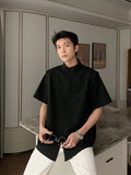 New Chinese shirt men's summer new loose oversize shirt short-sleeved men's Hong Kong style loose casual tops