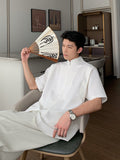 New Chinese shirt men's summer new loose oversize shirt short-sleeved men's Hong Kong style loose casual tops