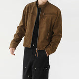 starboy outfit Maillard Style Stand Collar Short Jacket Men's Spring Loose Top Korean Style Trendy High Sense Jacket