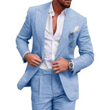 Gotmes-shop men’s haircuts Linen New Men's plus Size Grab Collar Suit Two-Piece Suit Single Row One Button Solid Color Suit