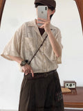 Japanese style niche retro polo shirt thin men's summer new pattern Cuban collar short-sleeved shirt top