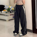 90s streetwear Spring and Autumn Fashion Personalized Niche Street Women's Elastic High Waist Loose Sports Wide-Leg Pants