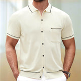 old money outfits men Men's Summer New Knitwear Men's Anti-Pilling Cool Silk Knitted Polo Shirt 