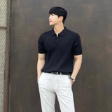 old money outfits men Summer New Ins Business Light Mature Style High Quality Casual Lapel Slim Sweater Men's Polo Short Sleeve Fashion
