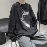Gotmes-shop grunge outfits Autumn T-shirt Men's Long-Sleeved Korean Style Hong Kong Style Trendy Handsome Casual All-Match Loose Inner Hip Hop Bottoming Shirt Autumn Clothes