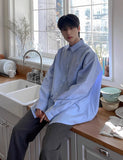 classy outfits men Simple Casual Shirt Men's Spring New Long-Sleeved Shirt Korean Style Loose-Fit Clothing DK Uniform Inner Wear
