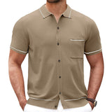 old money outfits men Men's Summer New Knitwear Men's Anti-Pilling Cool Silk Knitted Polo Shirt 
