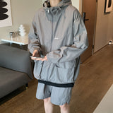 Sun protection clothing men's summer new style assault jacket quick-drying breathable shorts two-piece suit trendy brand hooded sun protection clothing