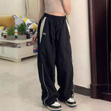 90s streetwear Spring and Autumn Fashion Personalized Niche Street Women's Elastic High Waist Loose Sports Wide-Leg Pants