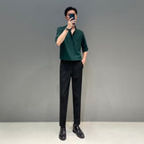 classy outfits men New Chinese Style Stand Collar Short-Sleeved Shirt Men's Summer New Niche Shirt Trendy Ice Silk Drape All-Match Top
