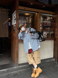 American retro high street casual plaid shirt men's spring sun protection contrast color loose versatile couple shirt jacket