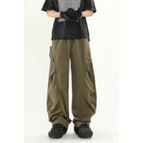American retro workwear paratrooper pants men summer new design wide-leg pants loose straight casual pants