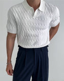 classy outfits men Summer Short-Sleeved T-shirt Sexy V-neck Knitted Men's Polo Shirt Stretch Slim Lapel Trendy Business Knitted Short-Sleeved