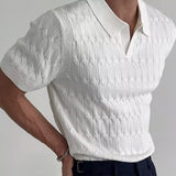 classy outfits men Summer Short-Sleeved T-shirt Sexy V-neck Knitted Men's Polo Shirt Stretch Slim Lapel Trendy Business Knitted Short-Sleeved