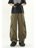 American retro workwear paratrooper pants men summer new design wide-leg pants loose straight casual pants