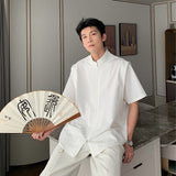 New Chinese shirt men's summer new loose oversize shirt short-sleeved men's Hong Kong style loose casual tops
