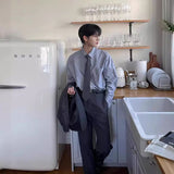 classy outfits men Simple Casual Shirt Men's Spring New Long-Sleeved Shirt Korean Style Loose-Fit Clothing DK Uniform Inner Wear