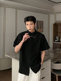 New Chinese shirt men's summer new loose oversize shirt short-sleeved men's Hong Kong style loose casual tops