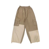 Gotmes-shop 90s streetwear Men's Stitching Overalls Spring and Autumn New Loose Korean Style Drawstring Casual Pants Youth Gas Straight Pants
